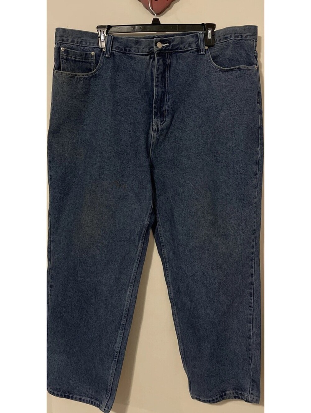 Koman Jeans Mens 48x33 Medium Wash Straight Relaxed Fit Denim Blue Jeans! A6120